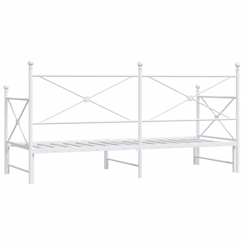 Daybed with Trundle without Mattress White 90x200 cm Steel - Bargainia.com - 
