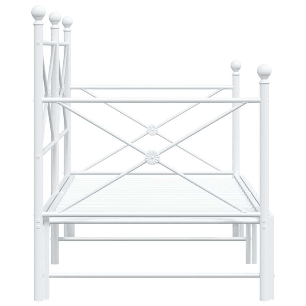 Daybed with Trundle without Mattress White 90x200 cm Steel - Bargainia.com - 