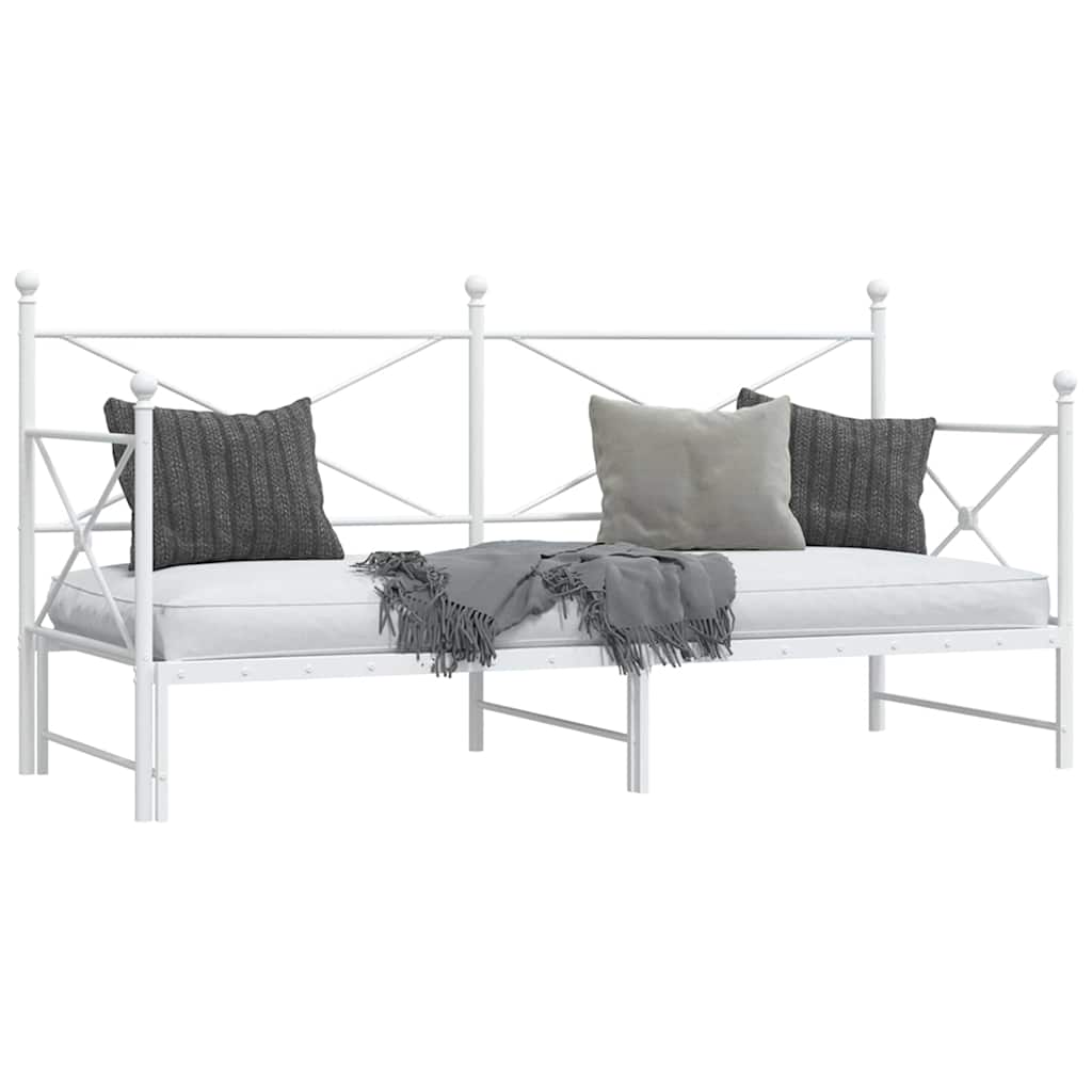 Daybed with Trundle without Mattress White 90x200 cm Steel - Bargainia.com - 