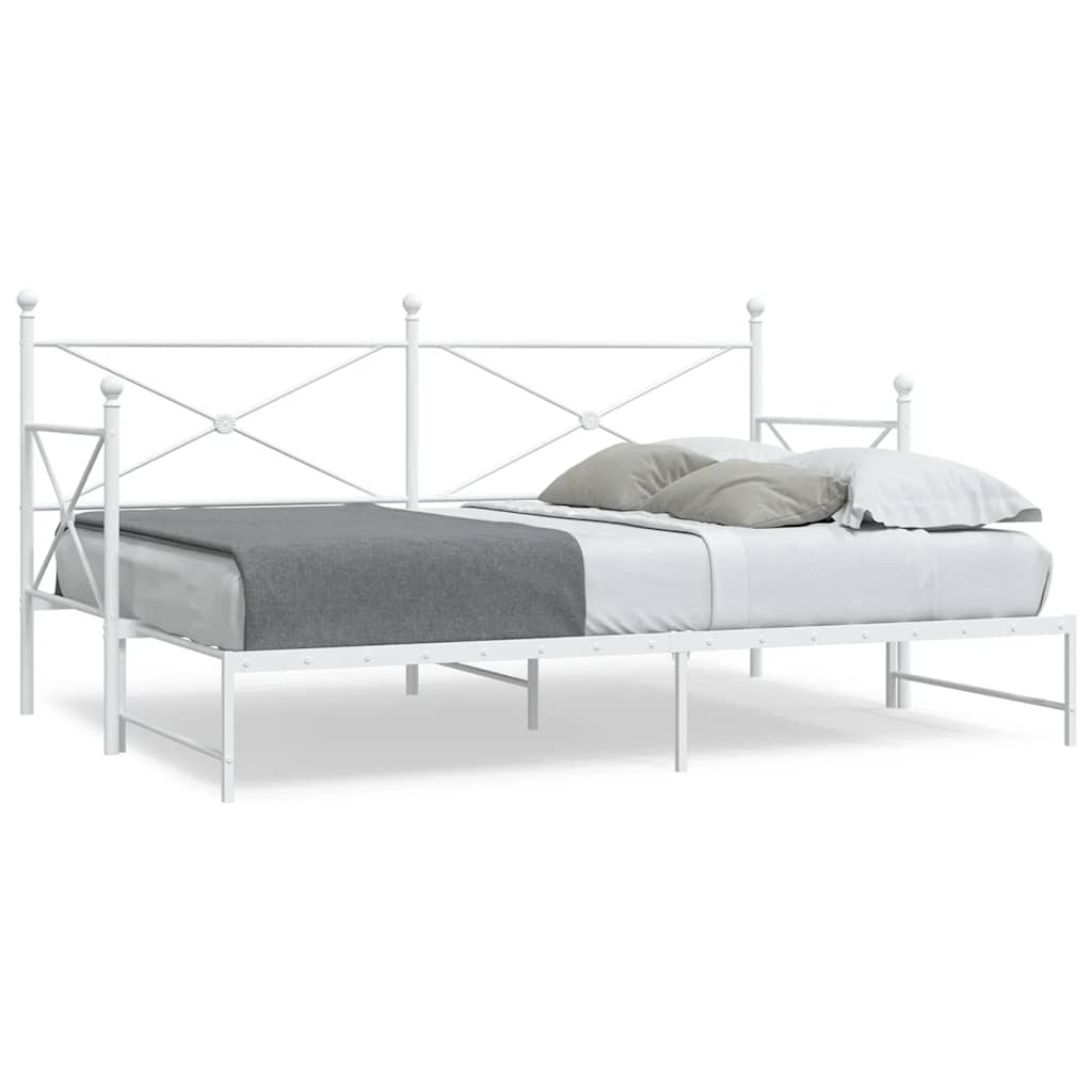 Daybed with Trundle without Mattress White 90x200 cm Steel - Bargainia.com - 
