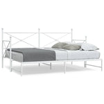 Daybed with Trundle without Mattress White 90x200 cm Steel - Bargainia.com - 