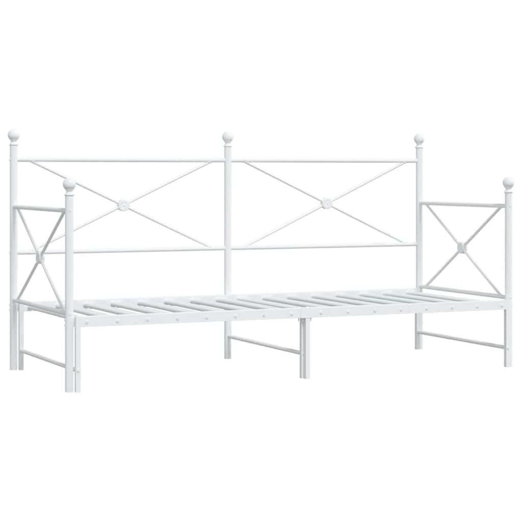 Daybed with Trundle without Mattress White 90x200 cm Steel - Bargainia.com - 