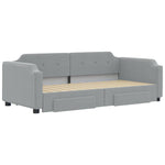 Daybed with Trundle&Drawers without Mattress Light Grey 90x190 cm Single - Bargainia.com - 
