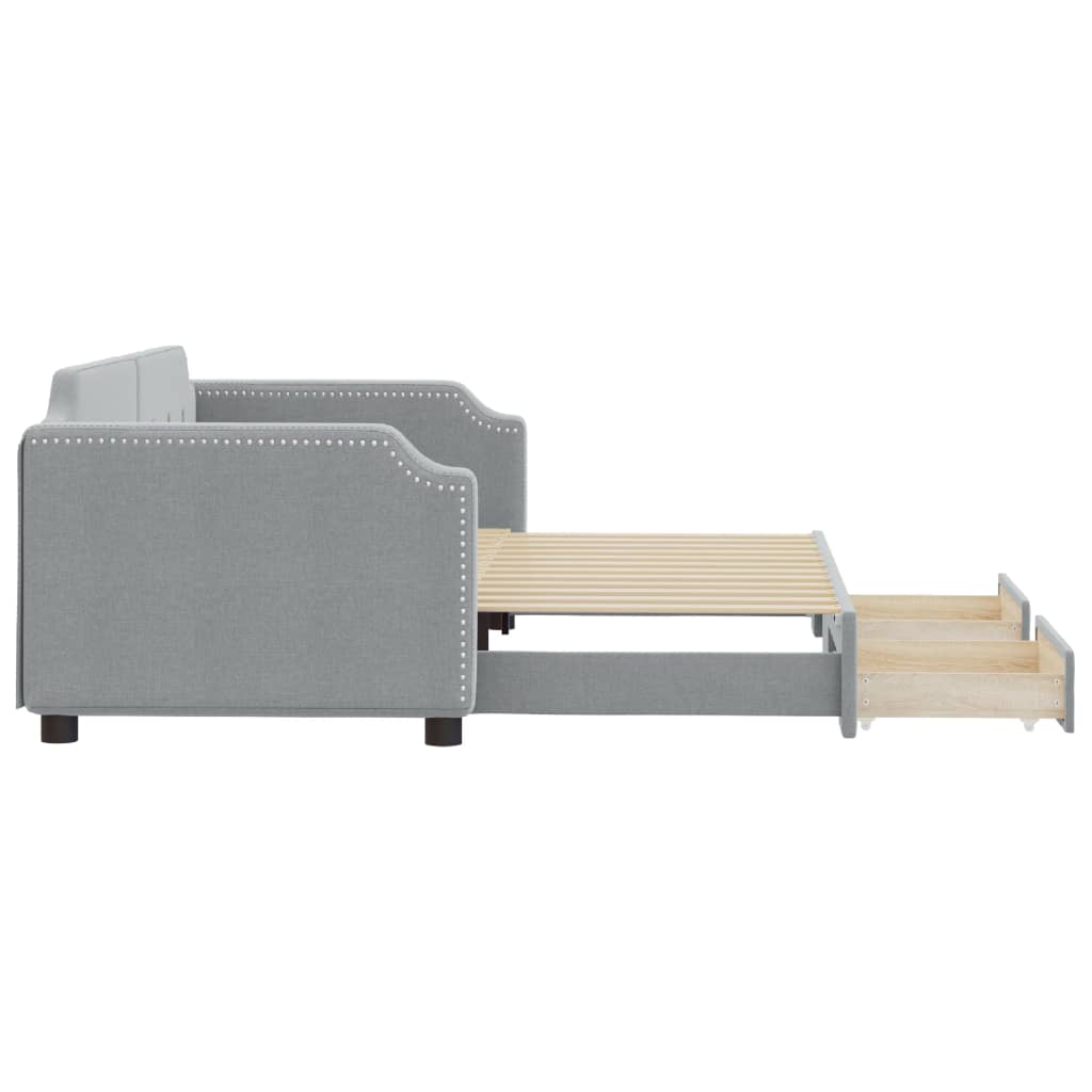 Daybed with Trundle&Drawers without Mattress Light Grey 90x190 cm Single - Bargainia.com - 