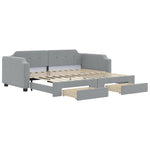 Daybed with Trundle&Drawers without Mattress Light Grey 90x190 cm Single - Bargainia.com - 