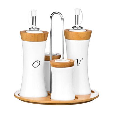 Dela 4pc Bamboo And Ceramic Condiment Set - Bargainia.com - 5018705745114