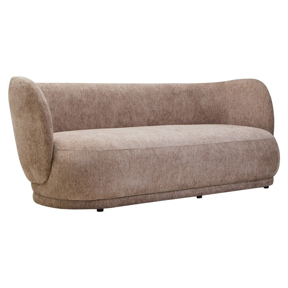 Delray Deep Stone Chenille Curved Three Seater Sofa - Bargainia.com - 
