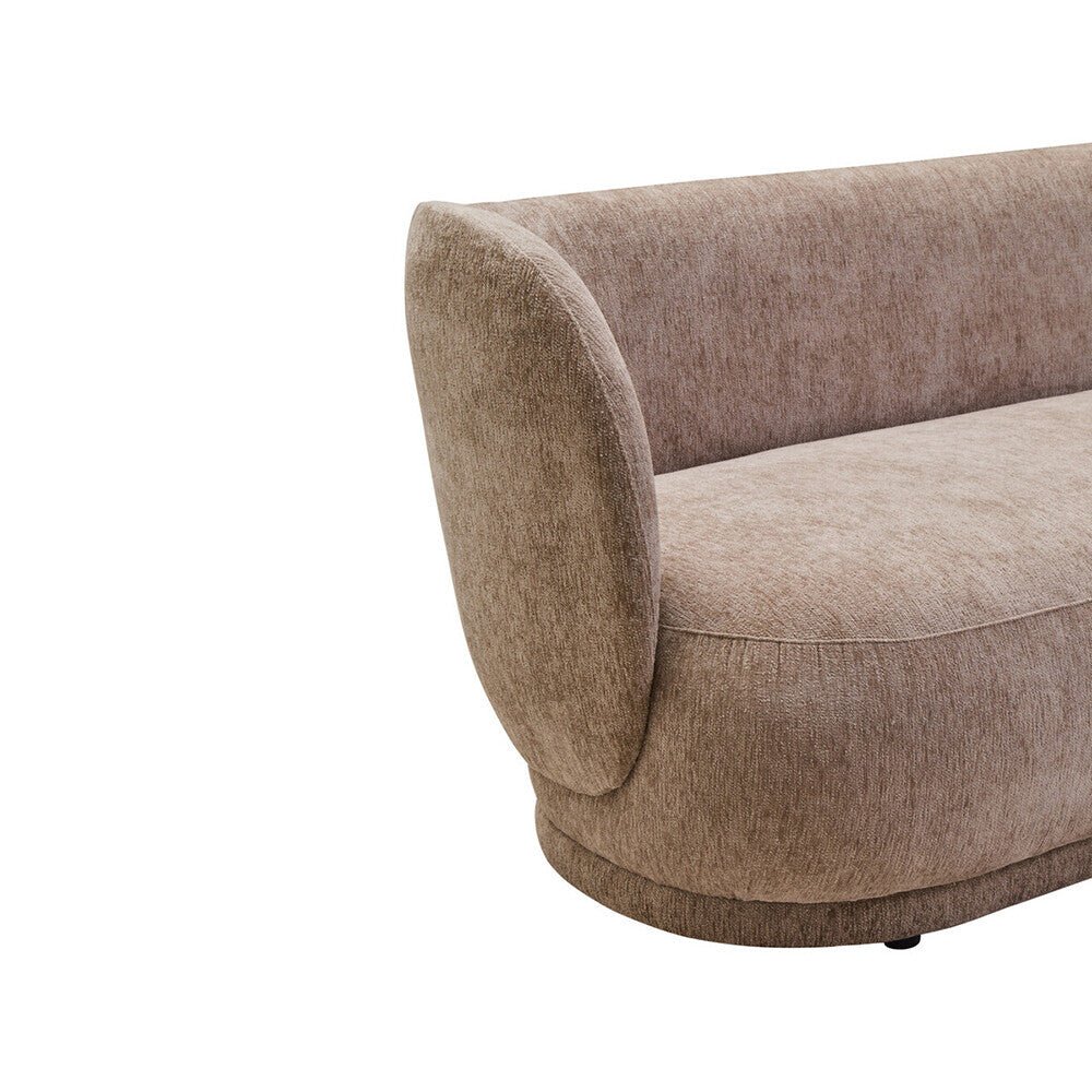 Delray Deep Stone Chenille Curved Three Seater Sofa - Bargainia.com - 