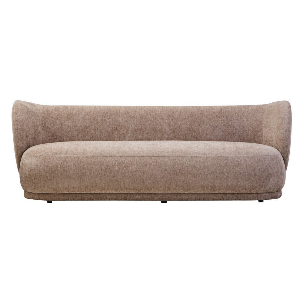 Delray Deep Stone Chenille Curved Three Seater Sofa - Bargainia.com - 