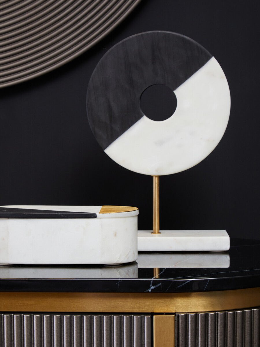 Dervio Grey Two Door Sideboard with Black Marble Top - Bargainia.com - 5018705991023