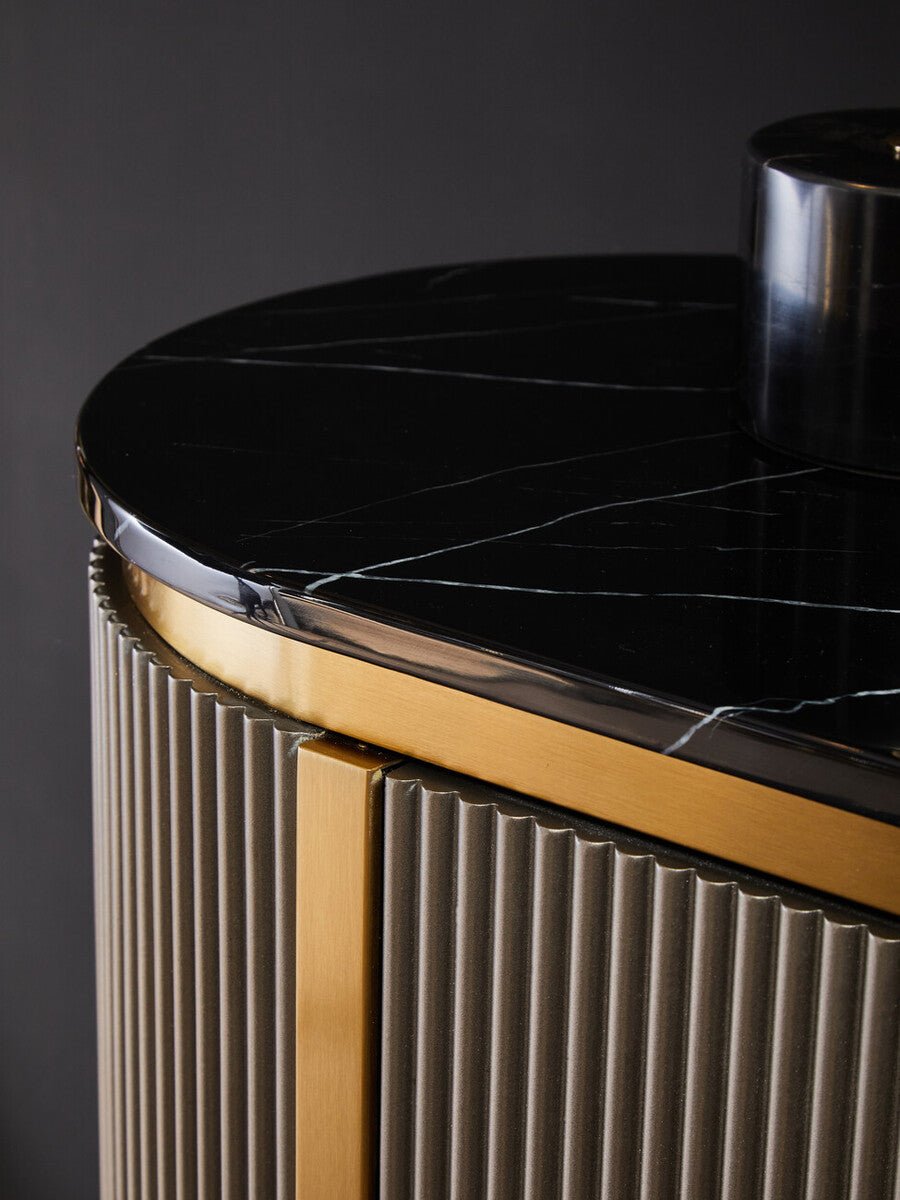 Dervio Grey Two Door Sideboard with Black Marble Top - Bargainia.com - 5018705991023