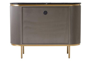 Dervio Grey Two Door Sideboard with Black Marble Top - Bargainia.com - 5018705991023