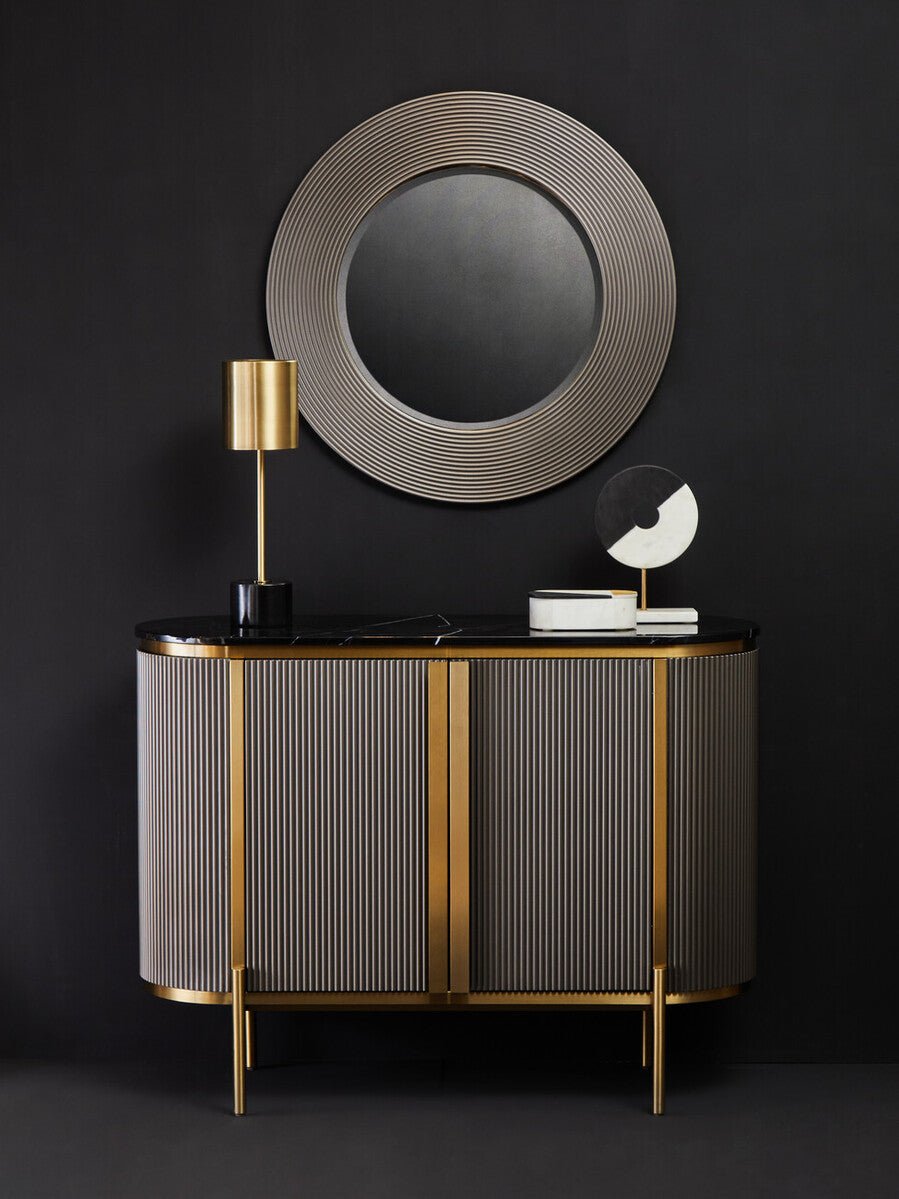 Dervio Grey Two Door Sideboard with Black Marble Top - Bargainia.com - 5018705991023