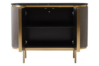 Dervio Grey Two Door Sideboard with Black Marble Top - Bargainia.com - 5018705991023
