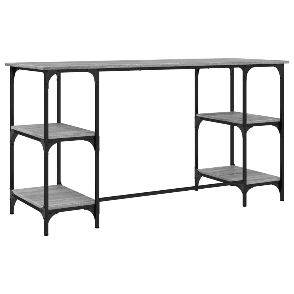 Desk Grey Sonoma 140x50x75 cm Metal and Engineered Wood - Bargainia.com - 