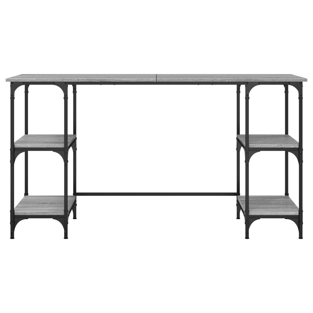 Desk Grey Sonoma 140x50x75 cm Metal and Engineered Wood - Bargainia.com - 