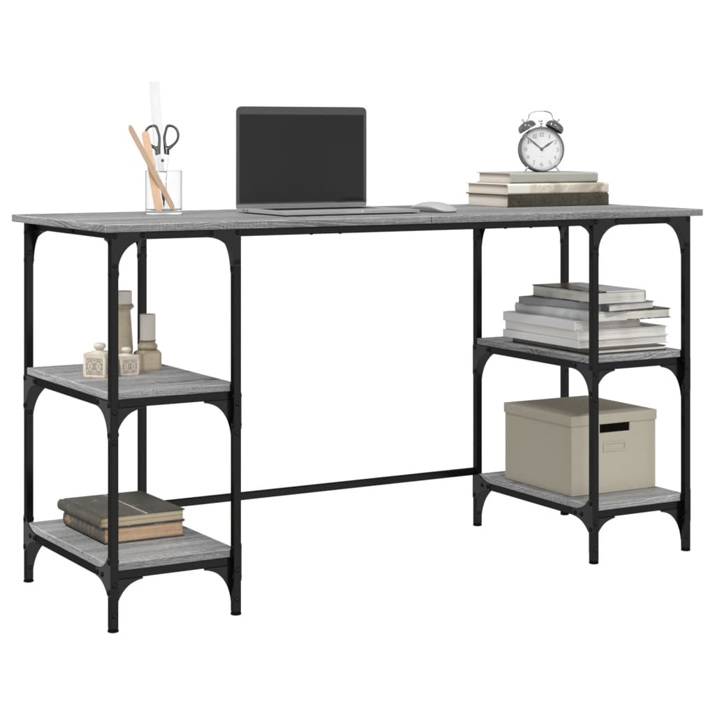 Desk Grey Sonoma 140x50x75 cm Metal and Engineered Wood - Bargainia.com - 