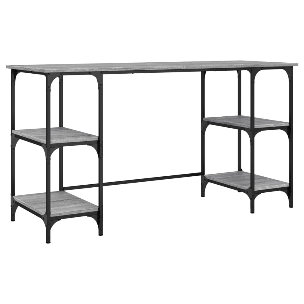 Desk Grey Sonoma 140x50x75 cm Metal and Engineered Wood - Bargainia.com - 
