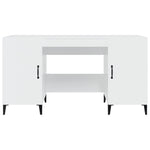 Desk High Gloss White 140x50x75 cm Engineered Wood - Bargainia.com - 
