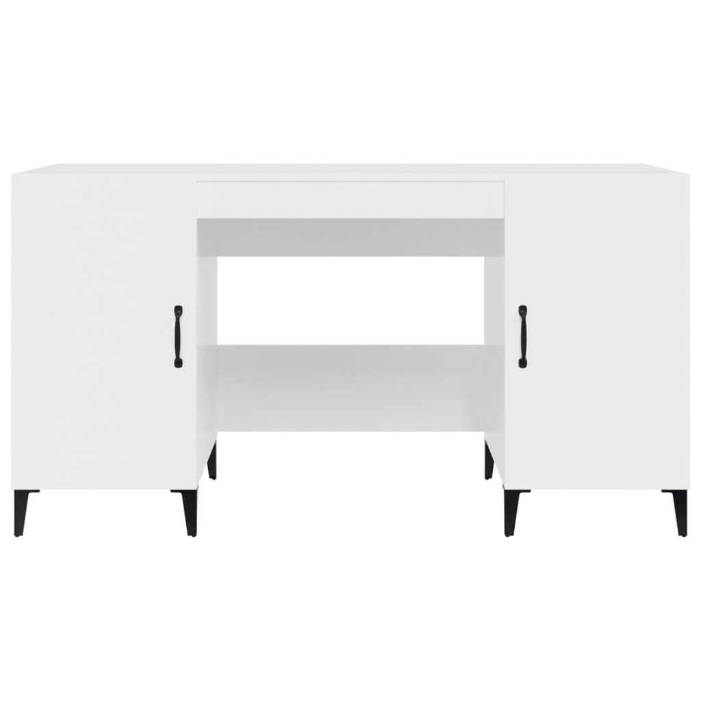 Desk High Gloss White 140x50x75 cm Engineered Wood - Bargainia.com - 