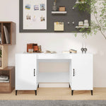 Desk High Gloss White 140x50x75 cm Engineered Wood - Bargainia.com - 