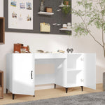 Desk High Gloss White 140x50x75 cm Engineered Wood - Bargainia.com - 