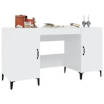 Desk High Gloss White 140x50x75 cm Engineered Wood - Bargainia.com - 
