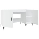 Desk High Gloss White 140x50x75 cm Engineered Wood - Bargainia.com - 