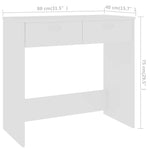 Desk White 80x40x75 cm Engineered Wood - Bargainia.com - 