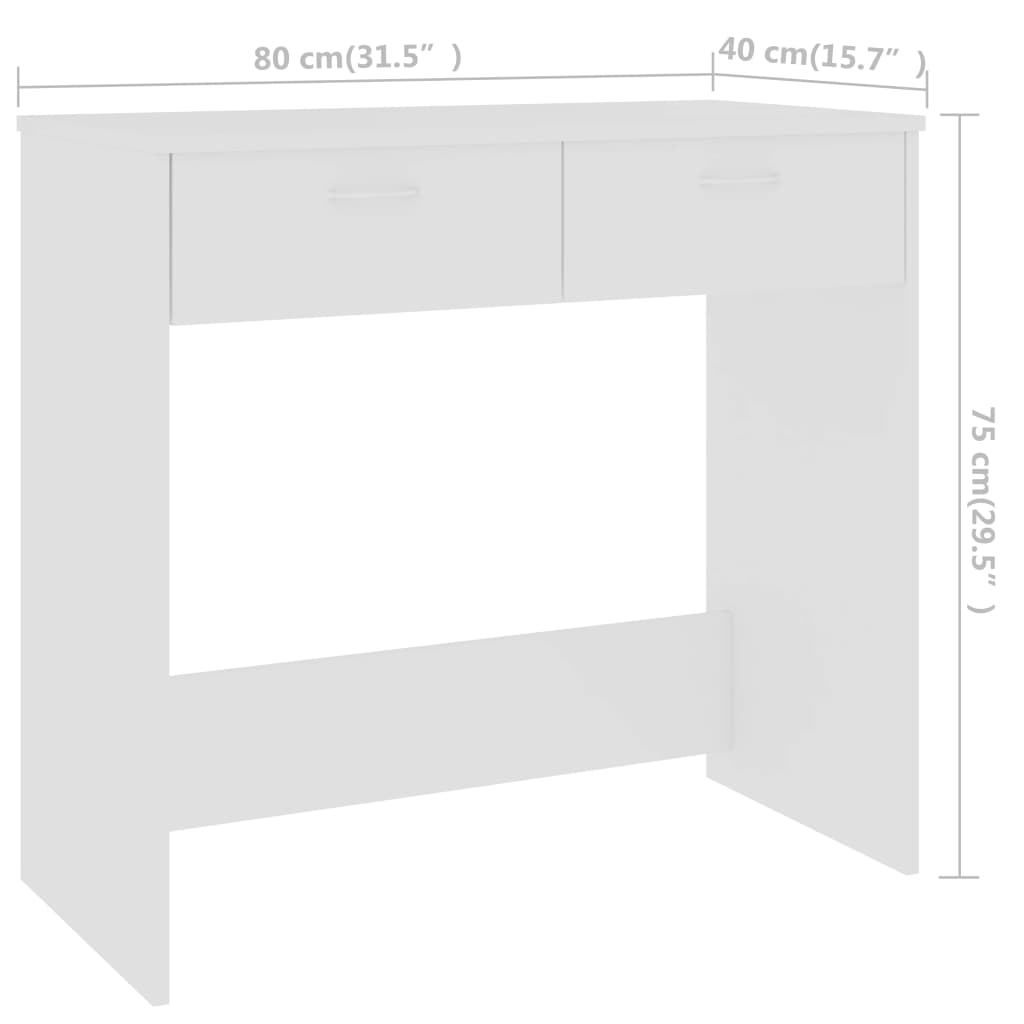 Desk White 80x40x75 cm Engineered Wood - Bargainia.com - 