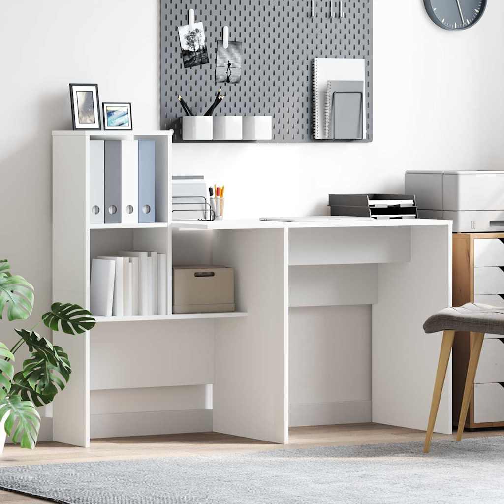 Desk with Shelf White 131.5 x 50 x 106.5 cm Engineered wood - Bargainia.com - 8721158250186 - 869298