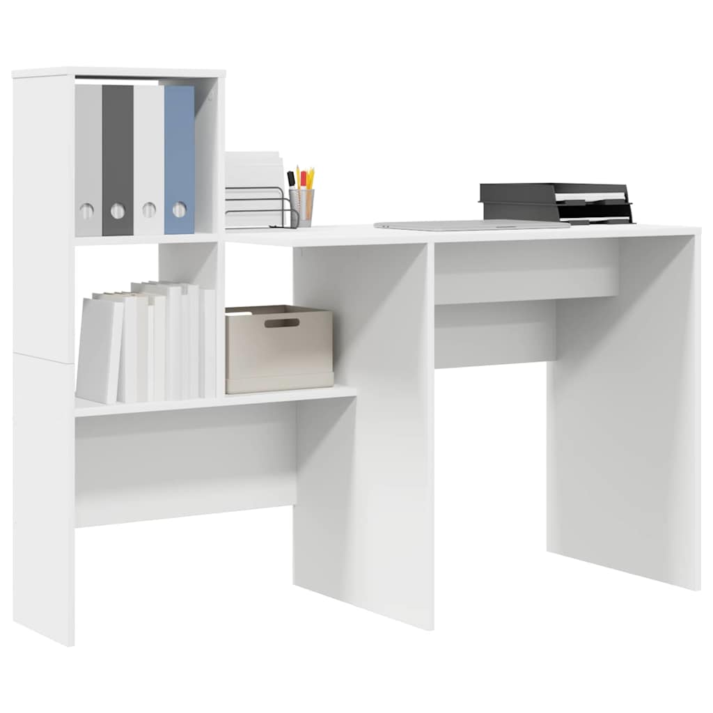 Desk with Shelf White 131.5 x 50 x 106.5 cm Engineered wood - Bargainia.com - 8721158250186 - 869298