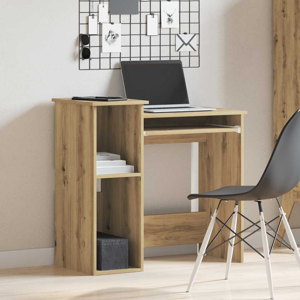 Desk with Shelves Artisan Oak 84x40x78 cm Engineered Wood - Bargainia.com - 
