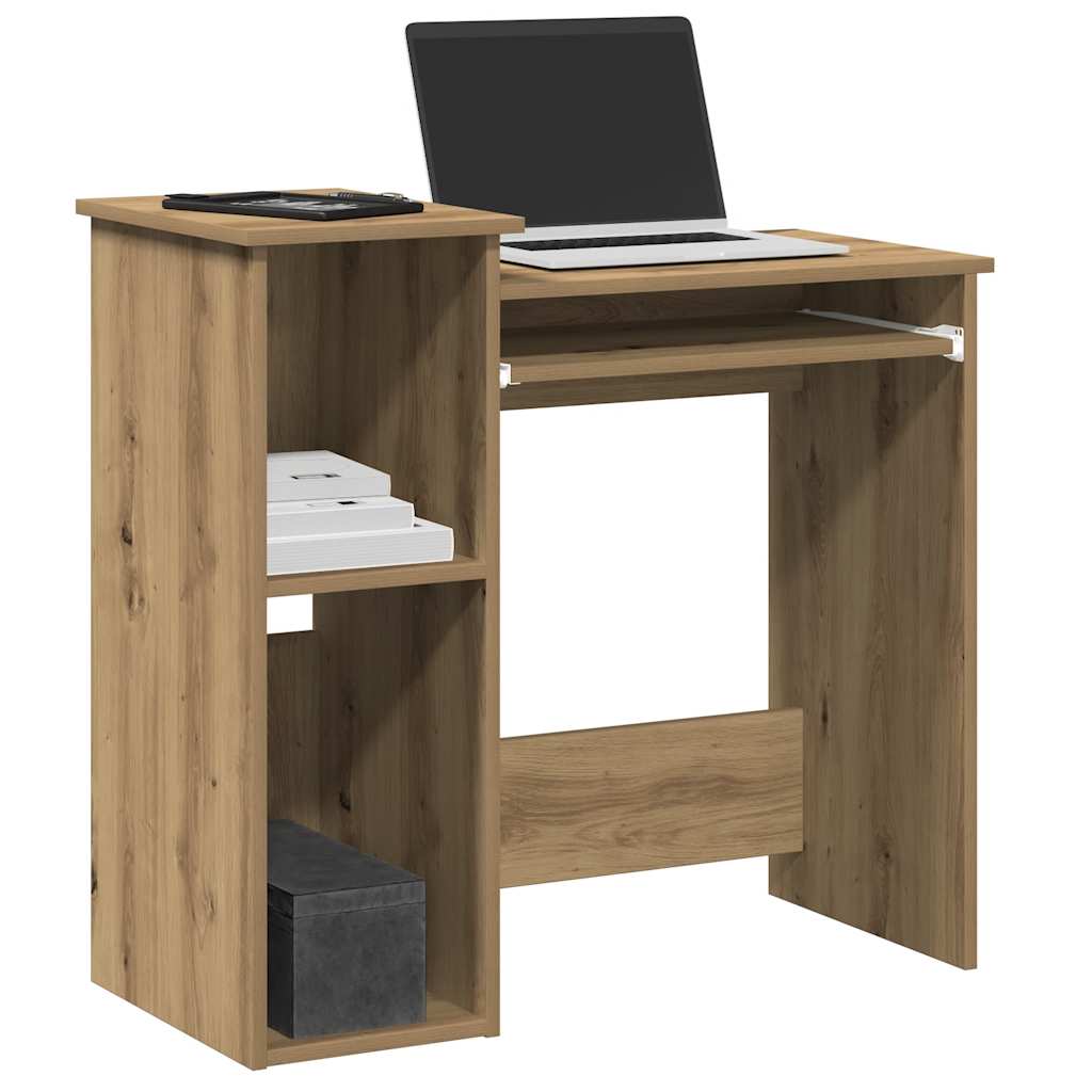 Desk with Shelves Artisan Oak 84x40x78 cm Engineered Wood - Bargainia.com - 
