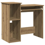Desk with Shelves Artisan Oak 84x40x78 cm Engineered Wood - Bargainia.com - 
