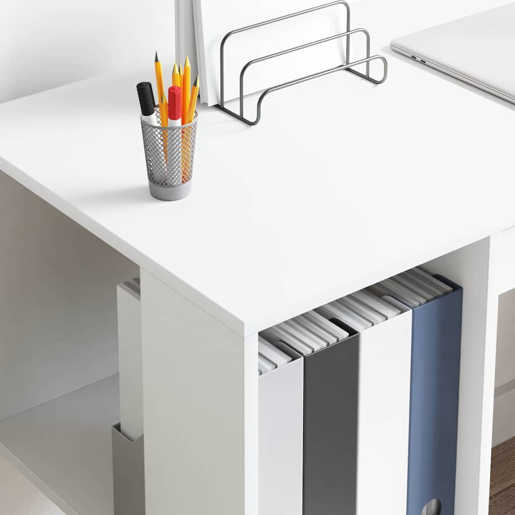 Desk with Storage White 130 x 50.5 x 75 cm Engineered Wood - Bargainia.com - 8721158252180 - 869498