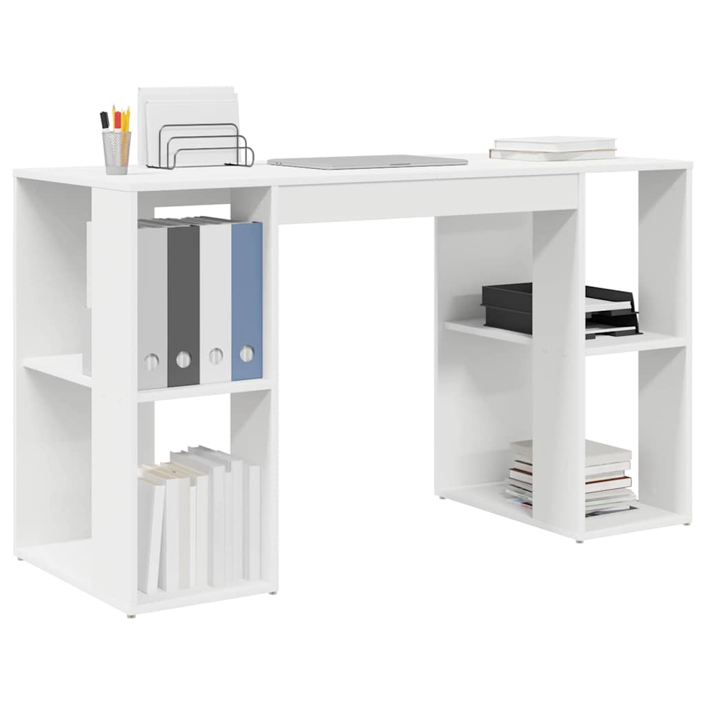 Desk with Storage White 130 x 50.5 x 75 cm Engineered Wood - Bargainia.com - 8721158252180 - 869498