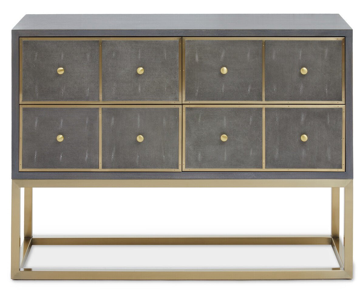 Deskey Grey Shagreen Effect Four Drawer Console Table - Bargainia.com - 5018705477282