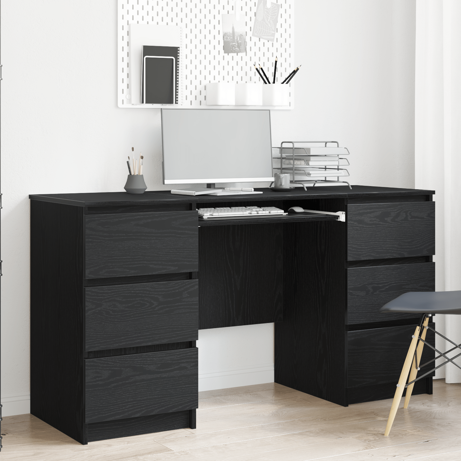 Desks 2 pcs Black Oak 140x50x76 cm Engineered Wood - Bargainia.com - 8721158783028 - 3329284