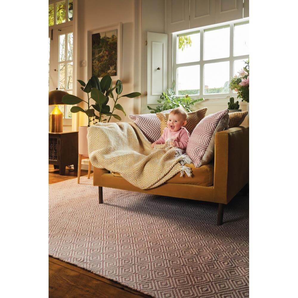 Diamond Coral Pink Hand - woven Rug - Bargainia.com - 