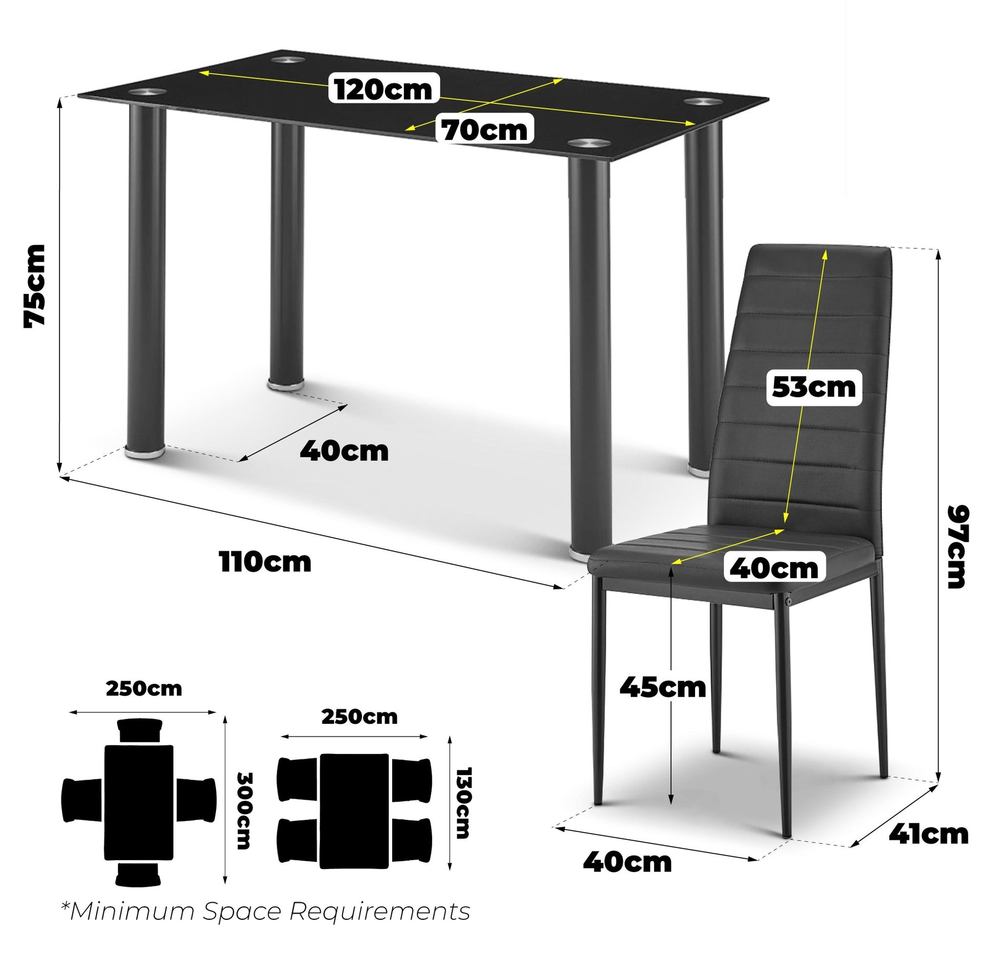 Dining Table and Black Faux Leather Chairs Set of 4 - Moderno - Bargainia.com - 5056536130136 - MLM-181424