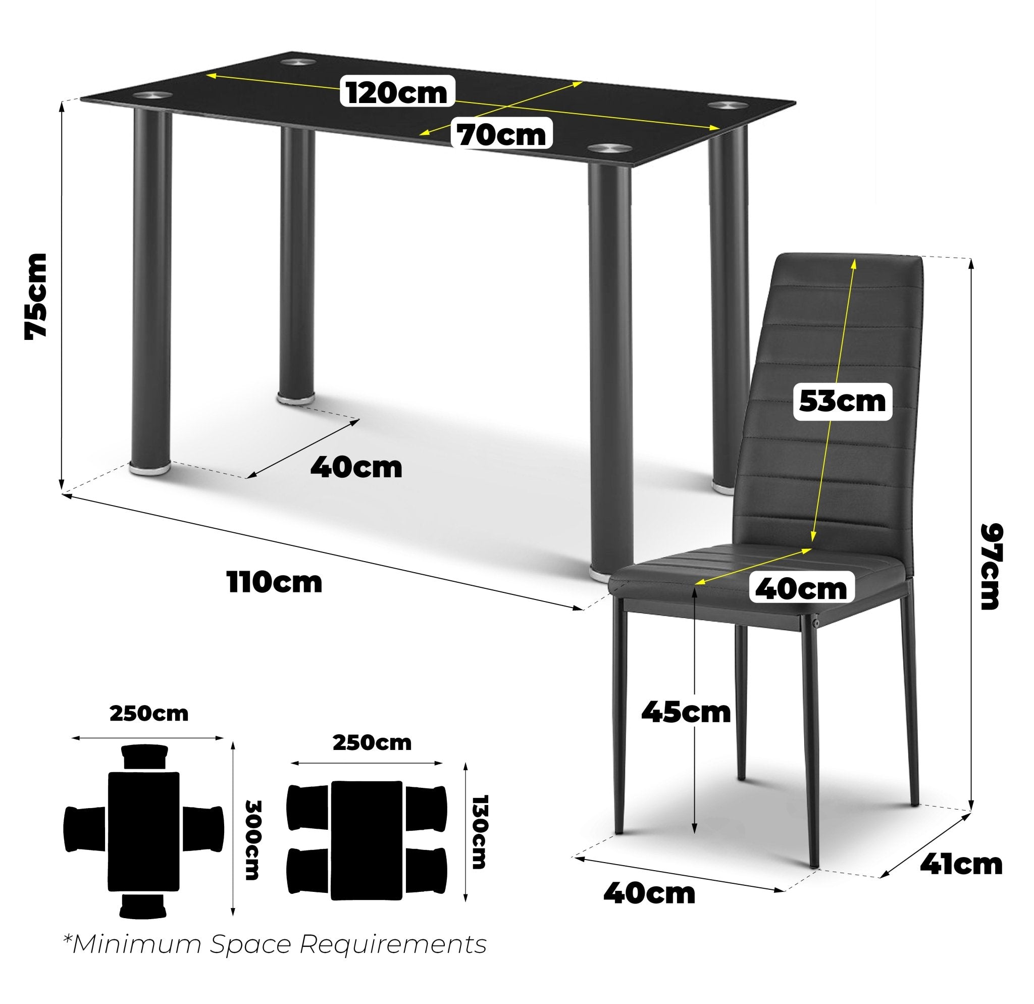 Dining Table and Black Faux Leather Chairs Set of 4 - Moderno - Bargainia.com - 5056536130136 - MLM-181424