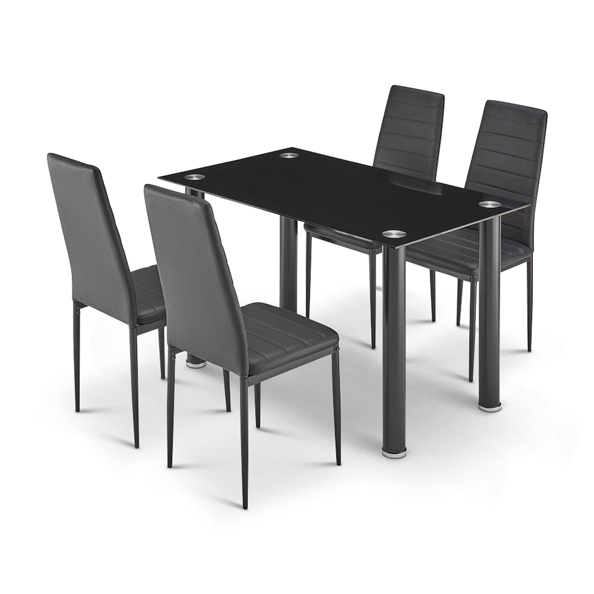 Dining Table and Black Faux Leather Chairs Set of 4 - Moderno - Bargainia.com - 5056536130136 - MLM-181424