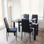 Dining Table and Black Faux Leather Chairs Set of 4 - Moderno - Bargainia.com - 