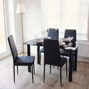 Dining Table and Black Faux Leather Chairs Set of 4 - Moderno - Bargainia.com - 5056536130136 - MLM-181424
