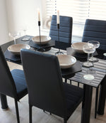 Dining Table and Black Faux Leather Chairs Set of 4 - Moderno - Bargainia.com - 