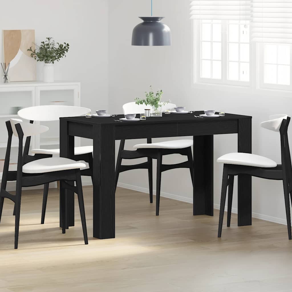 Dining Table Black Oak 120x60x76 cm Engineered Wood - Bargainia.com - 