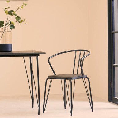 District Black Metal And Elm Wood Armchair - Bargainia.com - 5018705385488