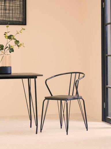 District Black Metal And Elm Wood Dining Table - Bargainia.com - 5018705385563