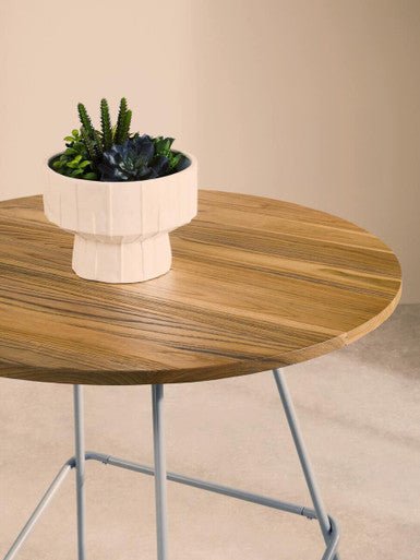 District Grey Metal And Elm Wood Round Dining Table - Bargainia.com - 5018705385884